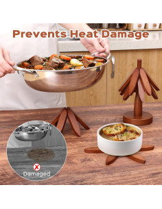 Set de 4 Trivetes de Madera de Nogal en Forma de Árbol 2