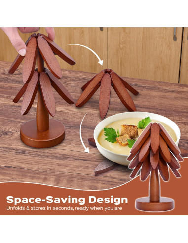 Set de 4 Trivetes de Madera de Nogal en Forma de Árbol