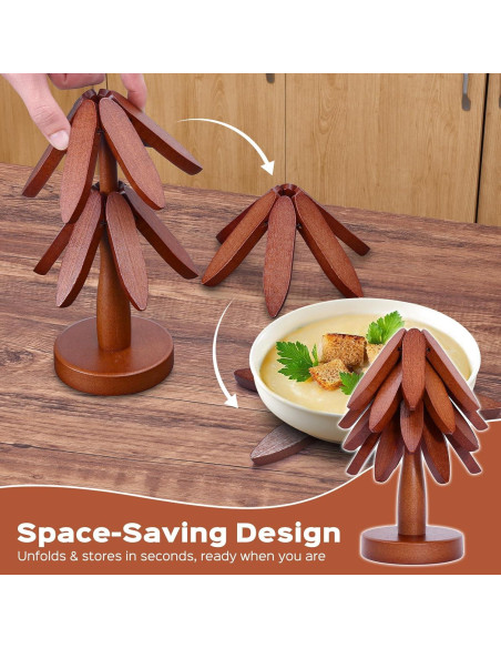 Set de 4 Trivetes de Madera de Nogal en Forma de Árbol