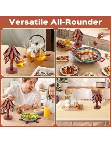 Set de 4 Trivetes de Madera de Nogal en Forma de Árbol