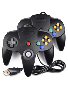 Controladores USB N64 iNNEXT - Paquete de 2 Joysticks para PC y Raspberry Pi