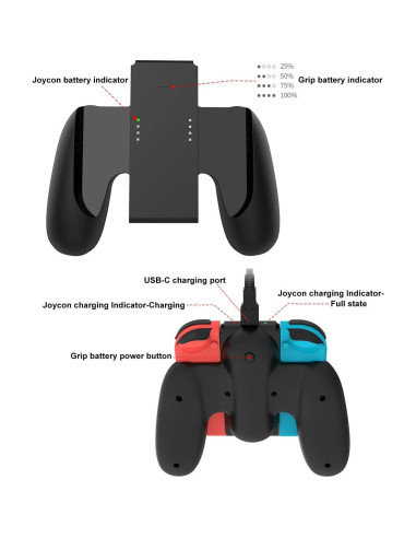 Agarre de Carga KINVOCA para Nintendo Switch 2000mAh