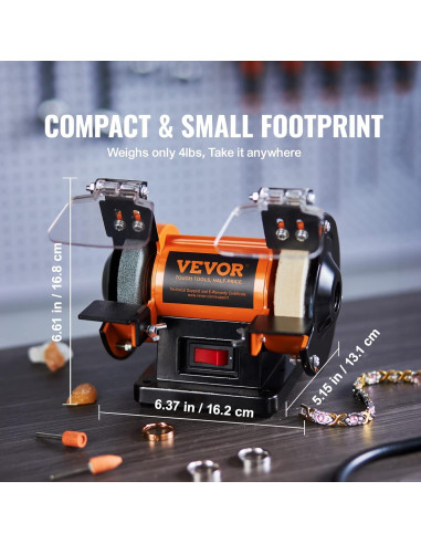 Pulidor de Banco VEVOR 3590RPM con 100 Accesorios
