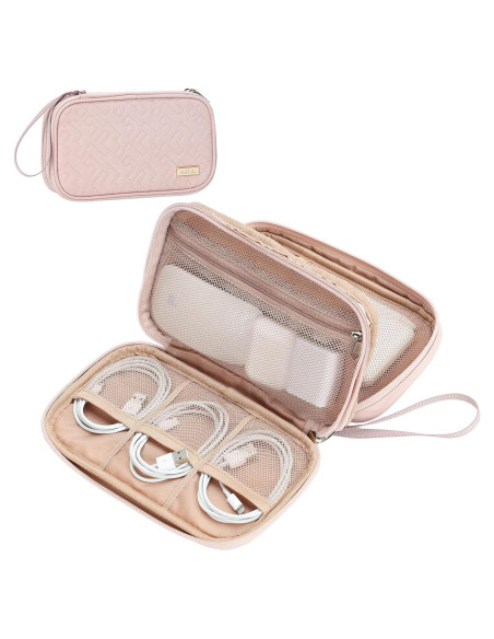 Estuche Organizador de Cables NISHEL Doble Capa Rosa