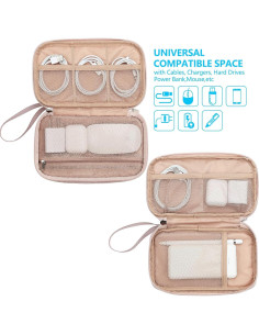 Estuche Organizador de Cables NISHEL Doble Capa Rosa 2