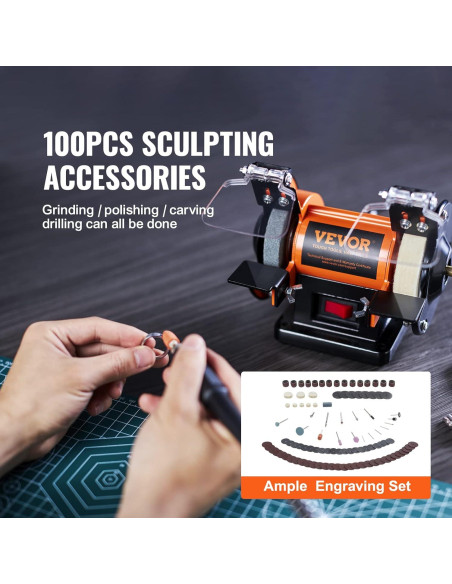 Pulidor de Banco VEVOR 3590RPM con 100 Accesorios