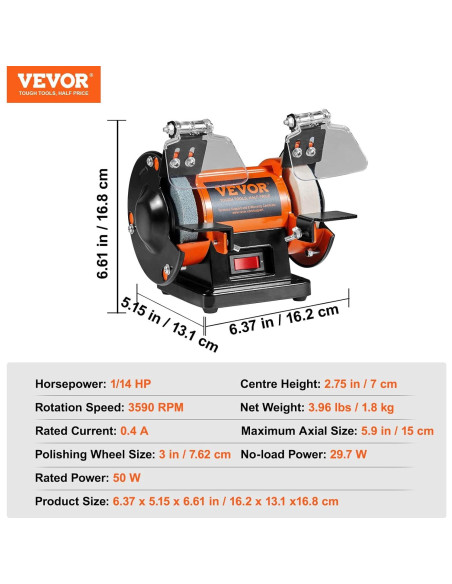 Pulidor de Banco VEVOR 3590RPM con 100 Accesorios