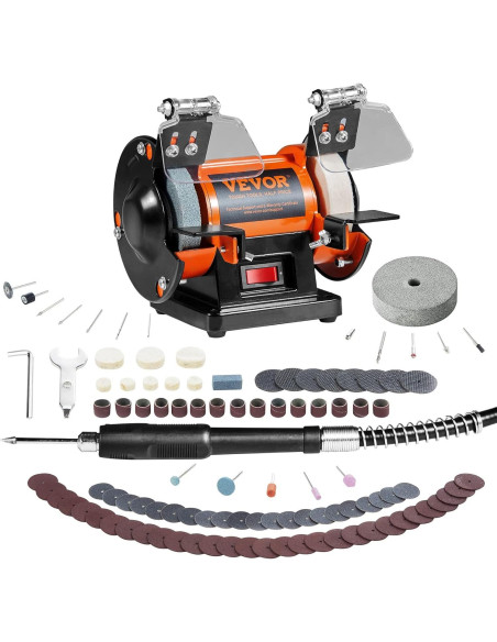 Pulidor de Banco VEVOR 3590RPM con 100 Accesorios