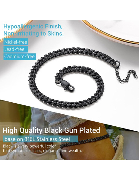 Pulsera de tobillo hipoalergénica Prosteel de acero inoxidable 22-27 cm