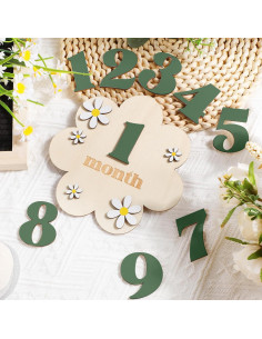 Cartas de Hito Mensual de Bebé de Madera Burbell 1-12 Meses 2