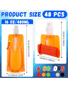 Botellas de Agua Plegables Teenyyou 480ml 48 Pcs Reutilizables 2
