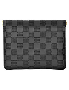 Bolsa Cosmética de Cuero PU Negra para Mujeres 18x14cm