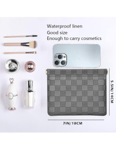 Bolsa Cosmética de Cuero PU Negra para Mujeres 18x14cm 2