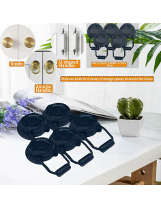 Cerraduras de Gabinete a Prueba de Niños Junhui 5 Pcs Negro 2