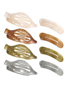 8 Clips de Pelo Planos Obeoby, 2 Estilos, 4 Colores, 10.9 cm