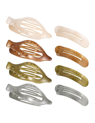 8 Clips de Pelo Planos Obeoby, 2 Estilos, 4 Colores, 10.9 cm