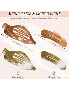 8 Clips de Pelo Planos Obeoby, 2 Estilos, 4 Colores, 10.9 cm 2