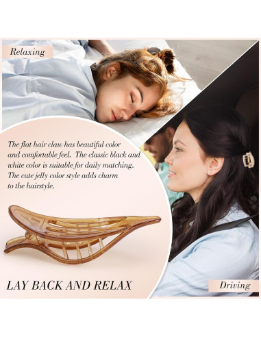 8 Clips de Pelo Planos Obeoby, 2 Estilos, 4 Colores, 10.9 cm