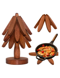 Set de 3 Posavasos de Madera LIFETOWE en Forma de Árbol