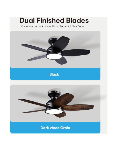 Ventilador de Techo VONLUCE 91.44 cm con Luz LED y Control Remoto