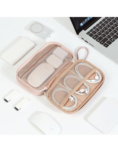 Estuche Organizador de Cables NISHEL Doble Capa Rosa