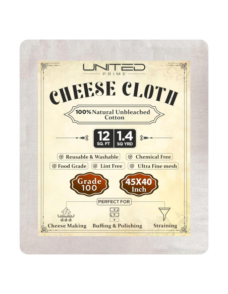 Paño de Queso 100% Algodón Orgánico United Prime 1.4 m