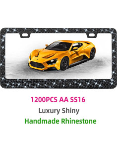 Marco de Placa de Licencia Brillante EWBN con Rhinestones 31x15cm 2