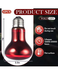 Paquete de 6 Bombillas de Calor Infrarrojo 50W VIHOSE para Reptiles 2