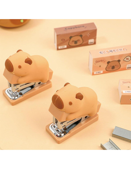 Grapadora de Escritorio Capibara MOZXIRZ Mini con 400 Grapas Grapadora de Escritorio Capibara MOZXIRZ Mini con 400 Grapas