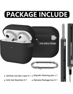 Funda Protectora de Silicona para AirPods 3ra Generación - Negro 2