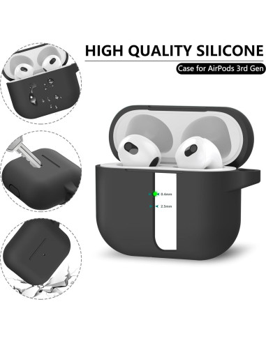 Funda Protectora de Silicona para AirPods 3ra Generación - Negro
