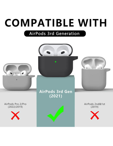 Funda Protectora de Silicona para AirPods 3ra Generación - Negro