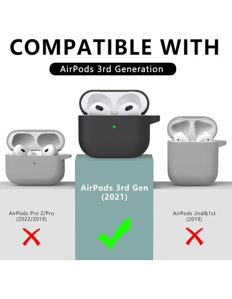 Funda Protectora de Silicona para AirPods 3ra Generación - Negro