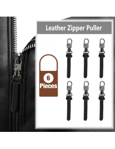 Tiradores de Cremallera Deoward con Mango de Cuero - 6 PCS 2