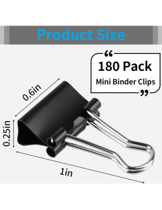 180 Clips de Carpeta Pequeños PEASUG 15mm Suministros Oficina 2