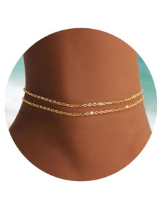 Tobilleras de Oro 14K para Mujeres Impermeables - Cadena Básica