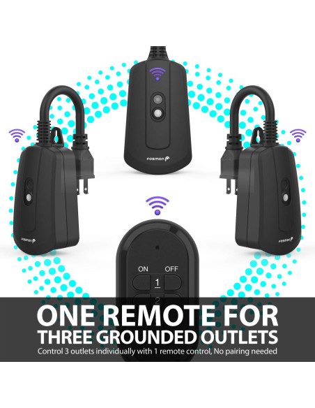 Enchufe Control Remoto Inalámbrico Fosmon 3 Salidas 30m