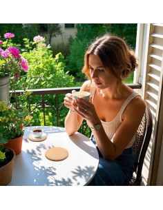 Set de 6 Posavasos de Corcho LEKAYIHU 10 cm Resistentes al Calor 2