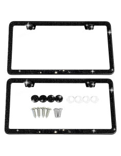 Marco de Placa de Licencia Brillante SunplusTrade 2 Pzas Negro