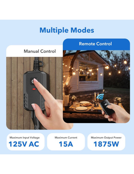 Enchufe Remoto BN-LINK para Exterior 15A Resistente a Intemperie