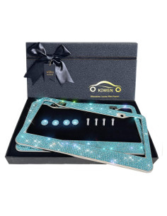 Marcos de Placas de Licencia Brillantes KIWEN Acuamarina 2 Pcs