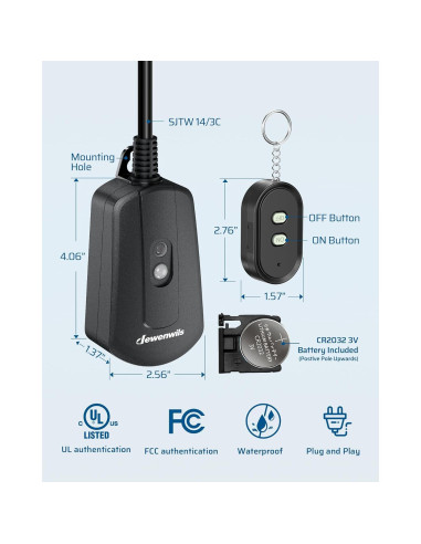 Enchufe Remoto Inalámbrico Dewenwils para Exterior 15A