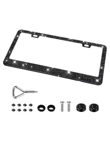 Marco de Placa de Licencia Brillante QUANQIUFEI Negro 32x17cm