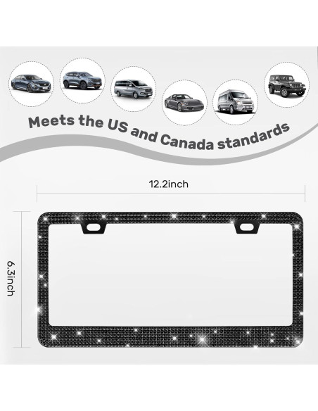 Marco de Placa de Licencia Brillante QUANQIUFEI Negro 32x17cm