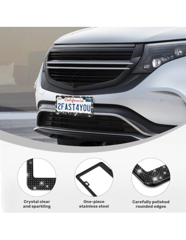 Marco de Placa de Licencia Brillante QUANQIUFEI Negro 32x17cm