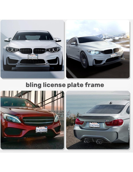 Marco de Placa de Licencia Brillante QUANQIUFEI Negro 32x17cm