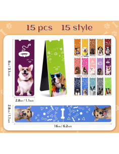 Marcadores Magnéticos ABSOFINE 15PCS Perros Lindos 8x2.8 cm 2