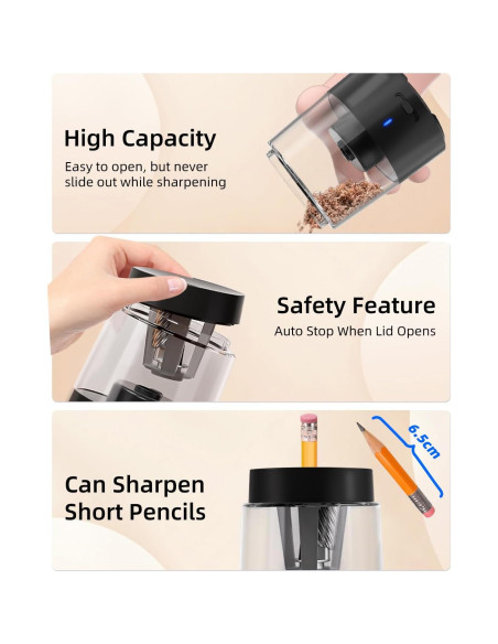 Afilador Eléctrico de Lápices ZMOL Recargable Automático