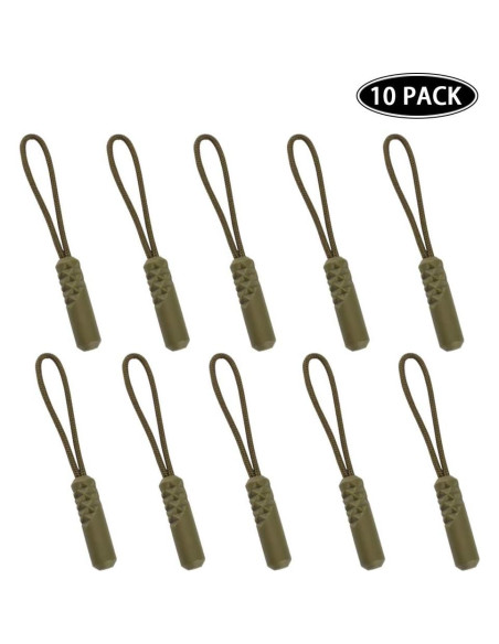 Tiradores de Cremallera CTZD Verde Militar - Paquete de 10