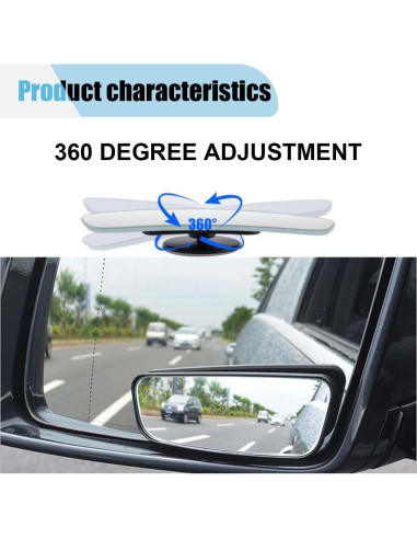 Espejo de Punto Ciego Trasero BDZMC 9.5x3.6cm Antideslumbrante